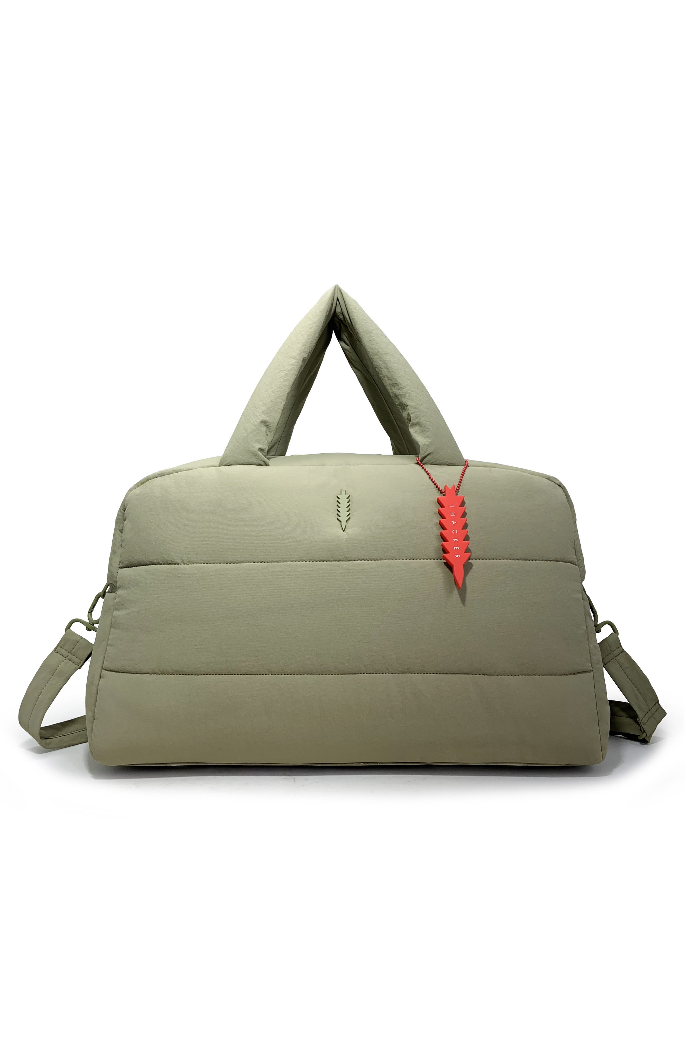 Quinn Large Textured Nylon Duffle, Alternate, color, DARK SAGE