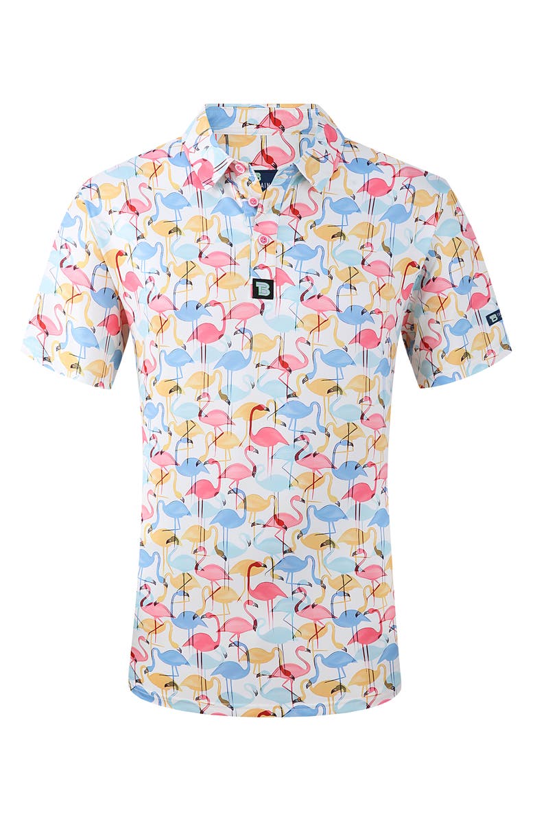 TOM BAINE Patterned Slim Fit Performance Golf Polo, Alternate, color, Beige