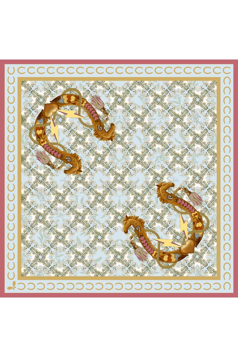 Large Silk Scarf, Alternate, color, Horse Shoe