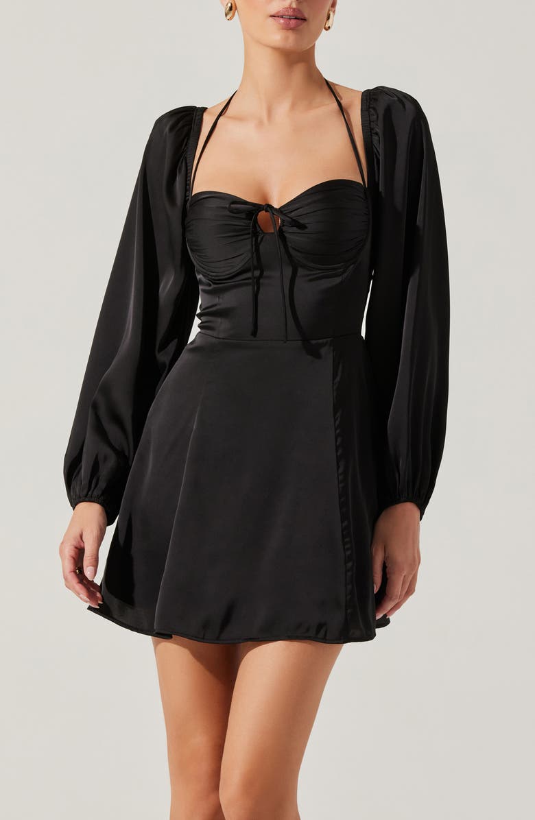 ASTR the Label Vivian Long Sleeve Minidress, Alternate, color, Black