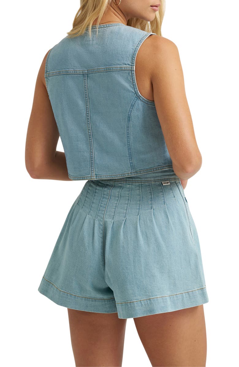 Wrangler Western Denim Vest, Alternate, color, Pale Denim