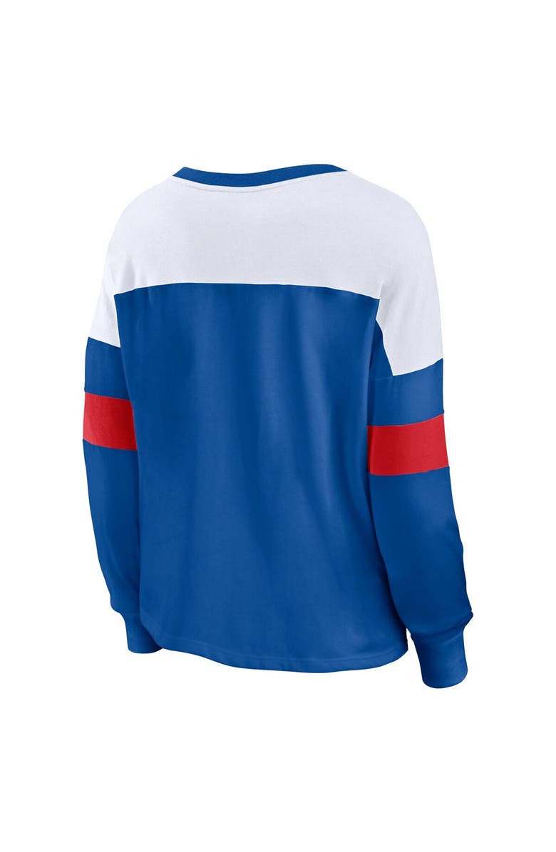 FANATICS Women's Fanatics Blue New York Rangers Take the Shot Long Sleeve Lace-Up V-Neck T-Shirt, Alternate, color,