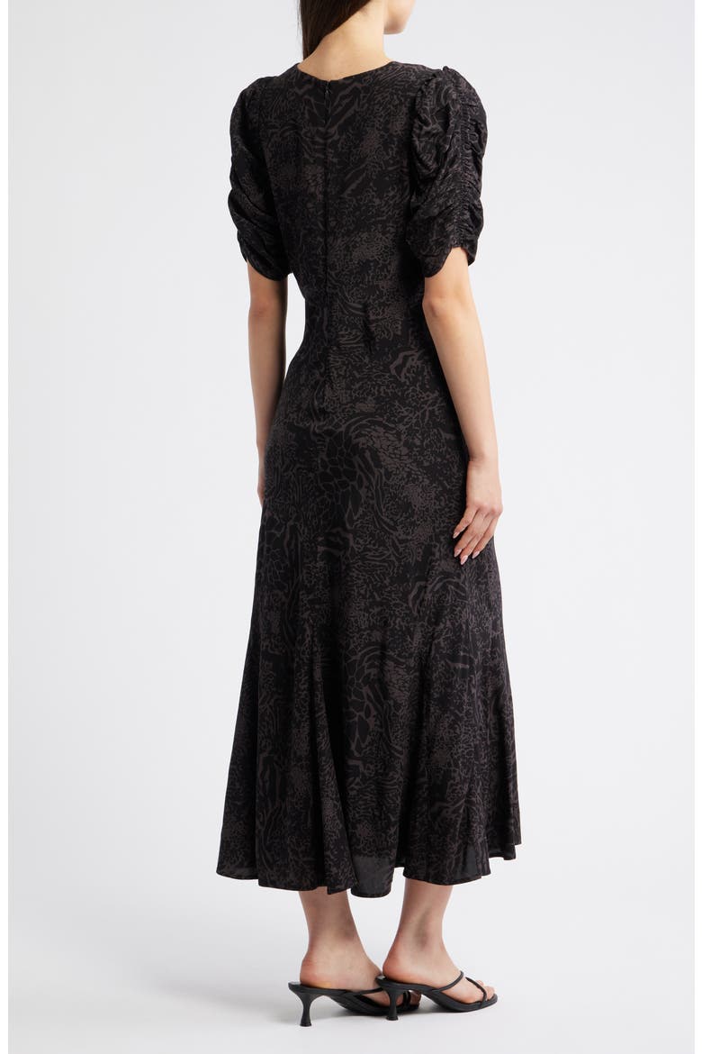 Zariah Mixed Animal Print Midi Dress, Alternate, color, CHARCOAL MIXED ANIMAL