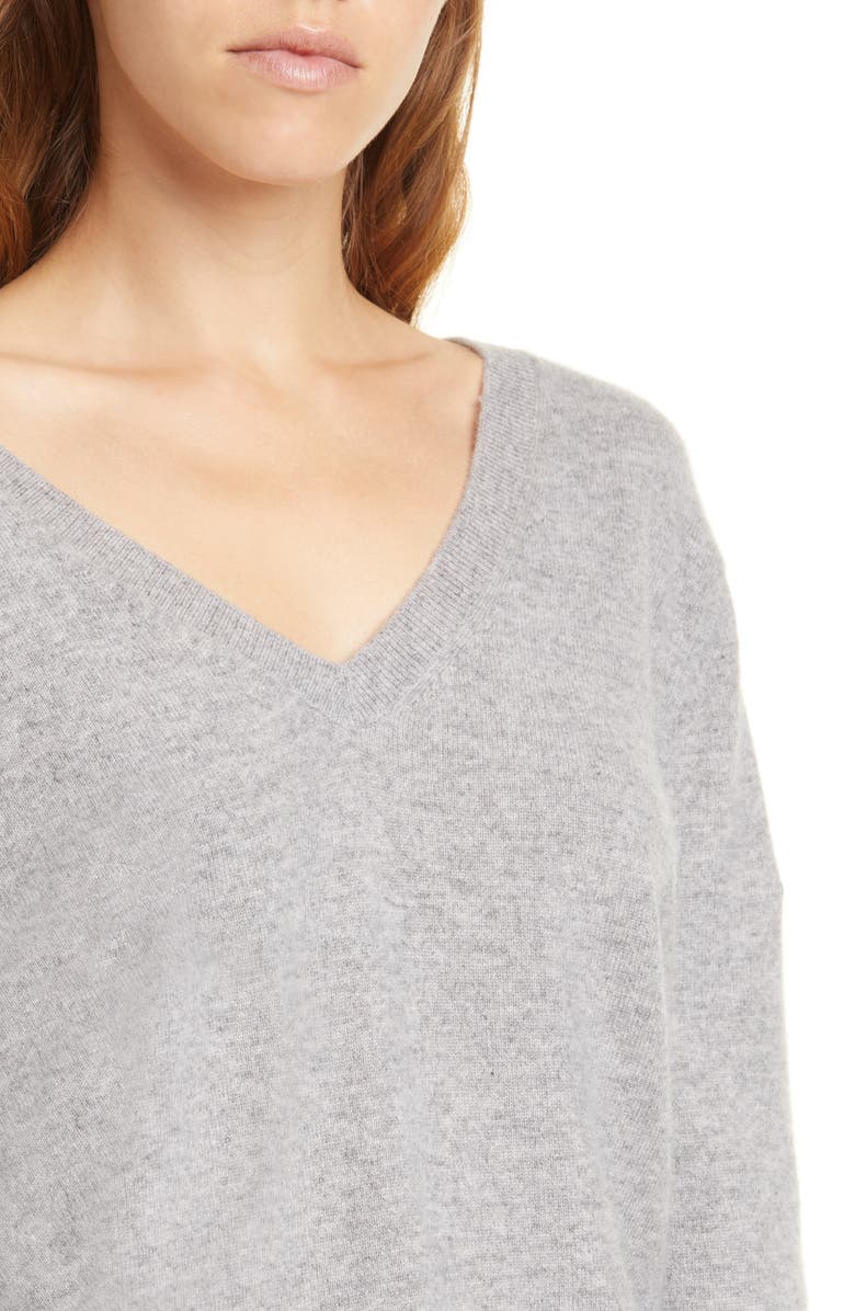Vince Weekend V-Neck Cashmere Sweater, Alternate, color, Heather Steel