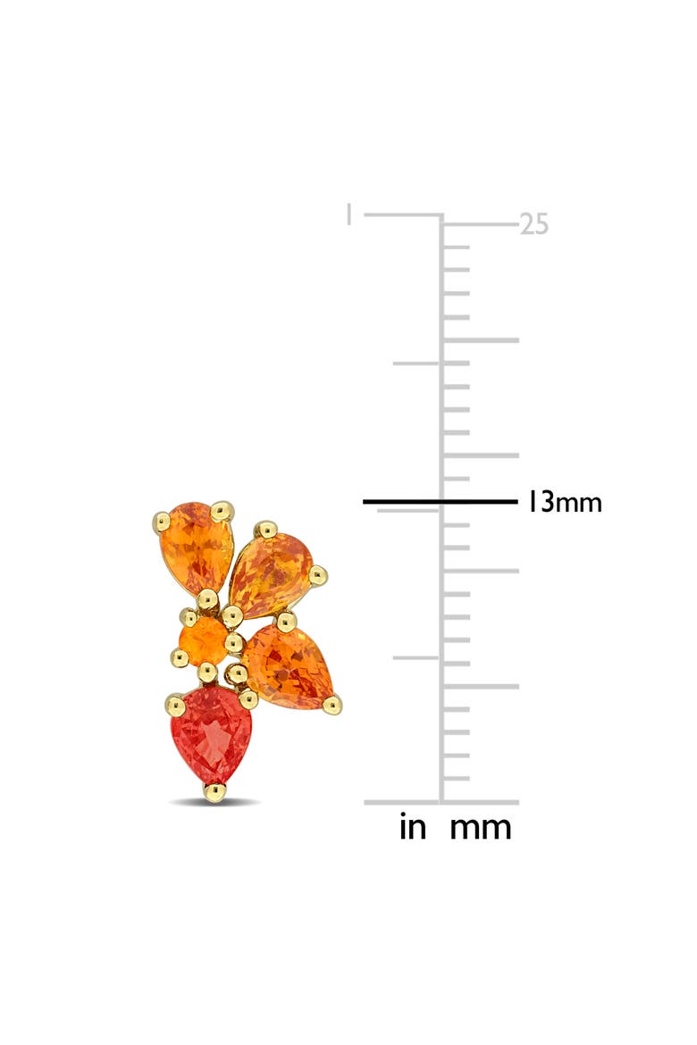 Pear and Round Orange Sapphire Stud Earrings, Alternate, color, ORANGE