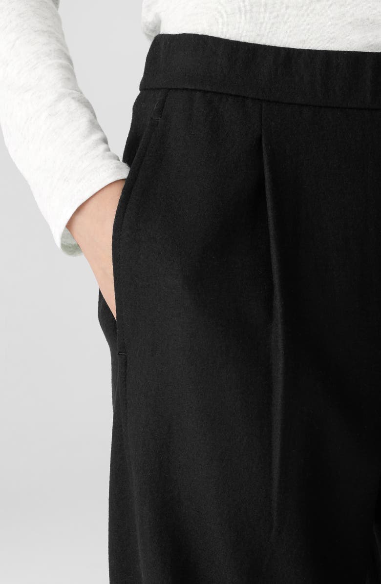 Eileen Fisher Pleated Wool Lantern Ankle Pants, Alternate, color, Black