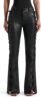 Manière De Voir Ambre Leather Lace Up Flared Trousers