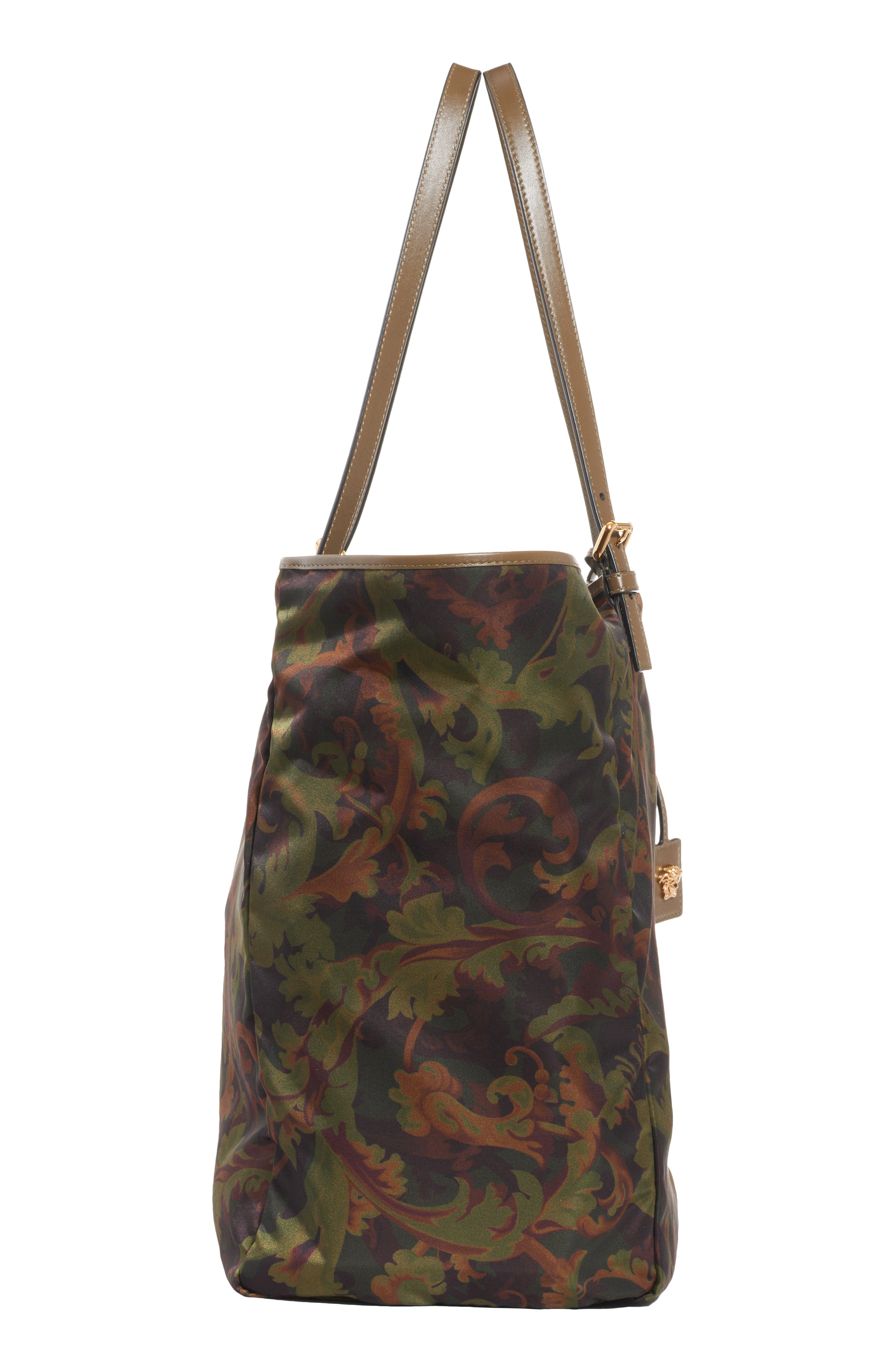 Versace Baroccoflage Print Nylon Tote, Alternate, color, 