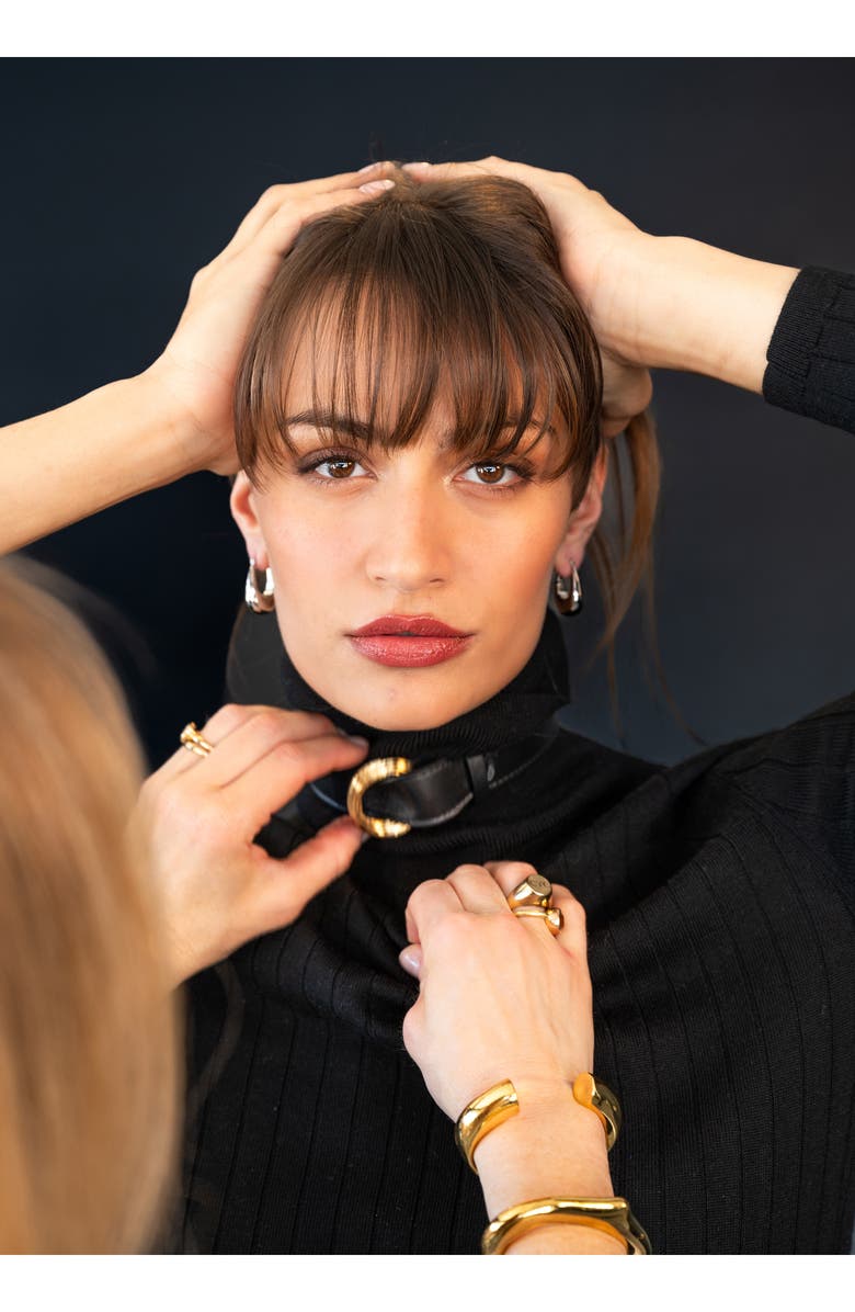 CHRISTINA CARUSO Thick Hoop Earrings, Alternate, color, Rhodium