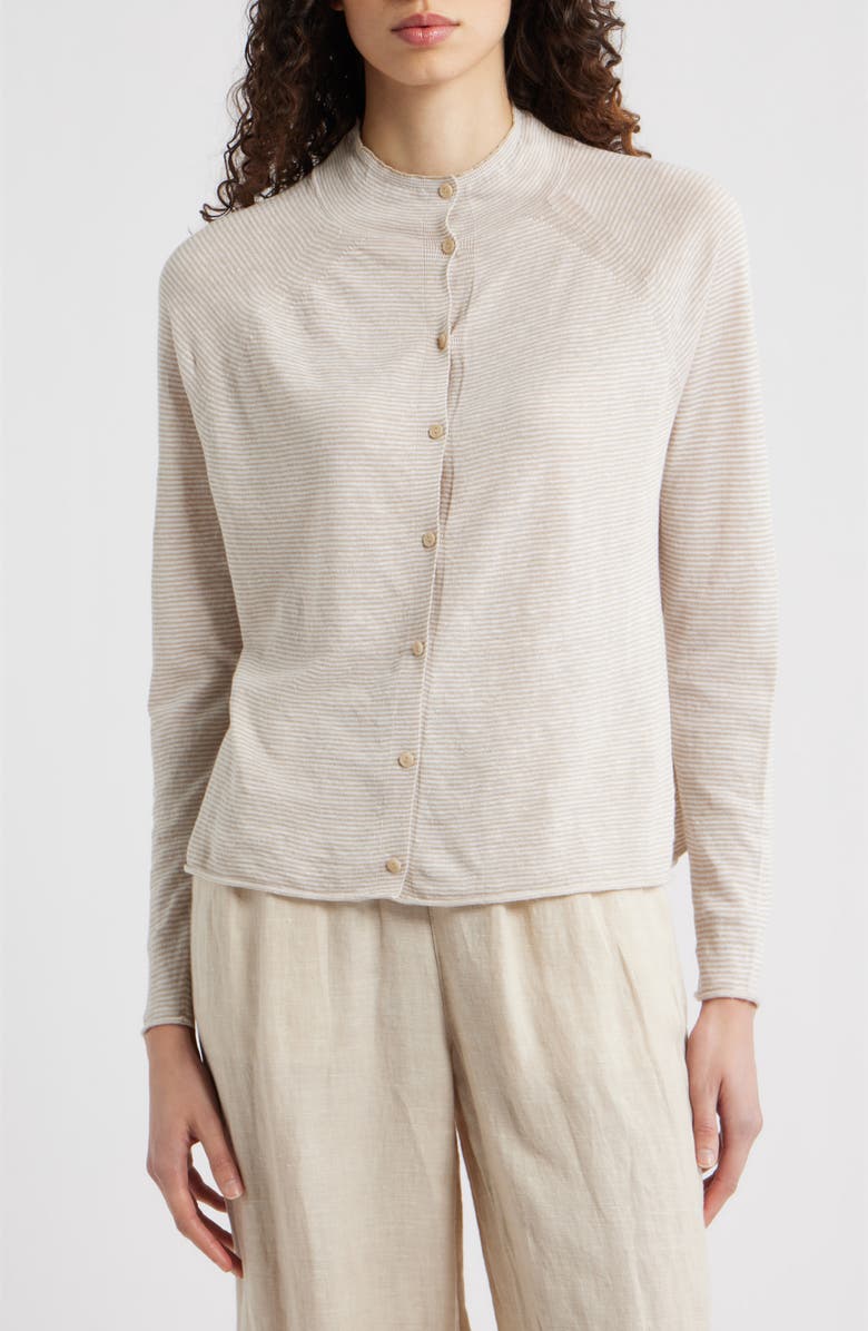 Eileen Fisher Organic Linen & Organic Cotton Cardigan, Alternate, color, Undyed Natural