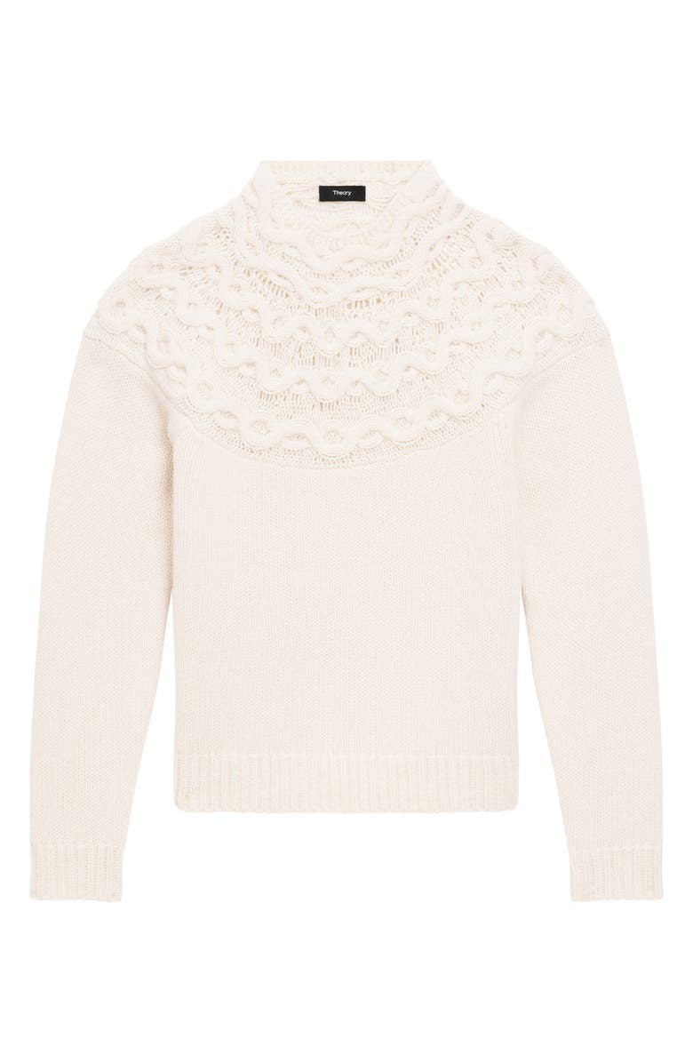 Theory Cable Stitch Yoke Wool & Cashmere Sweater, Alternate, color, Ivory
