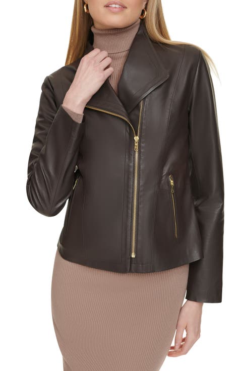 Asymmetric Zip Leather Jacket