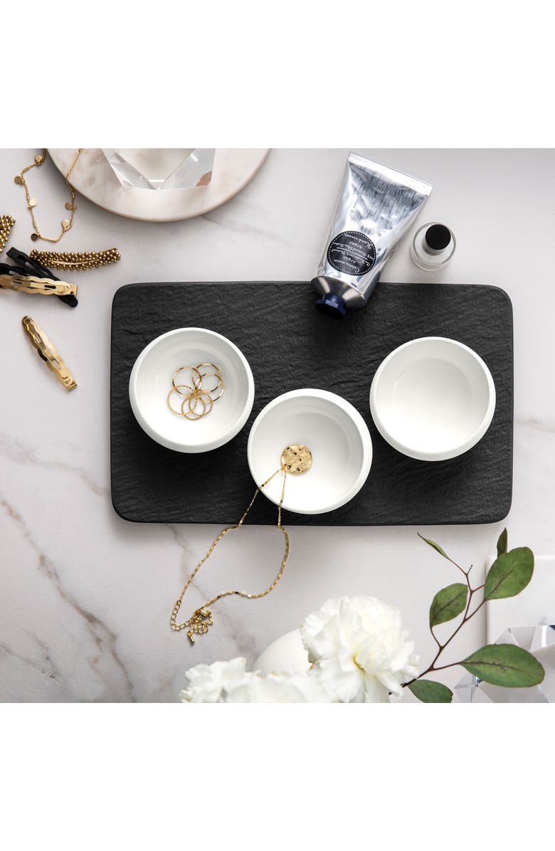 Villeroy & Boch NewMoon Dip Bow & Tray Set  4 pieces, Alternate, color, White,Black