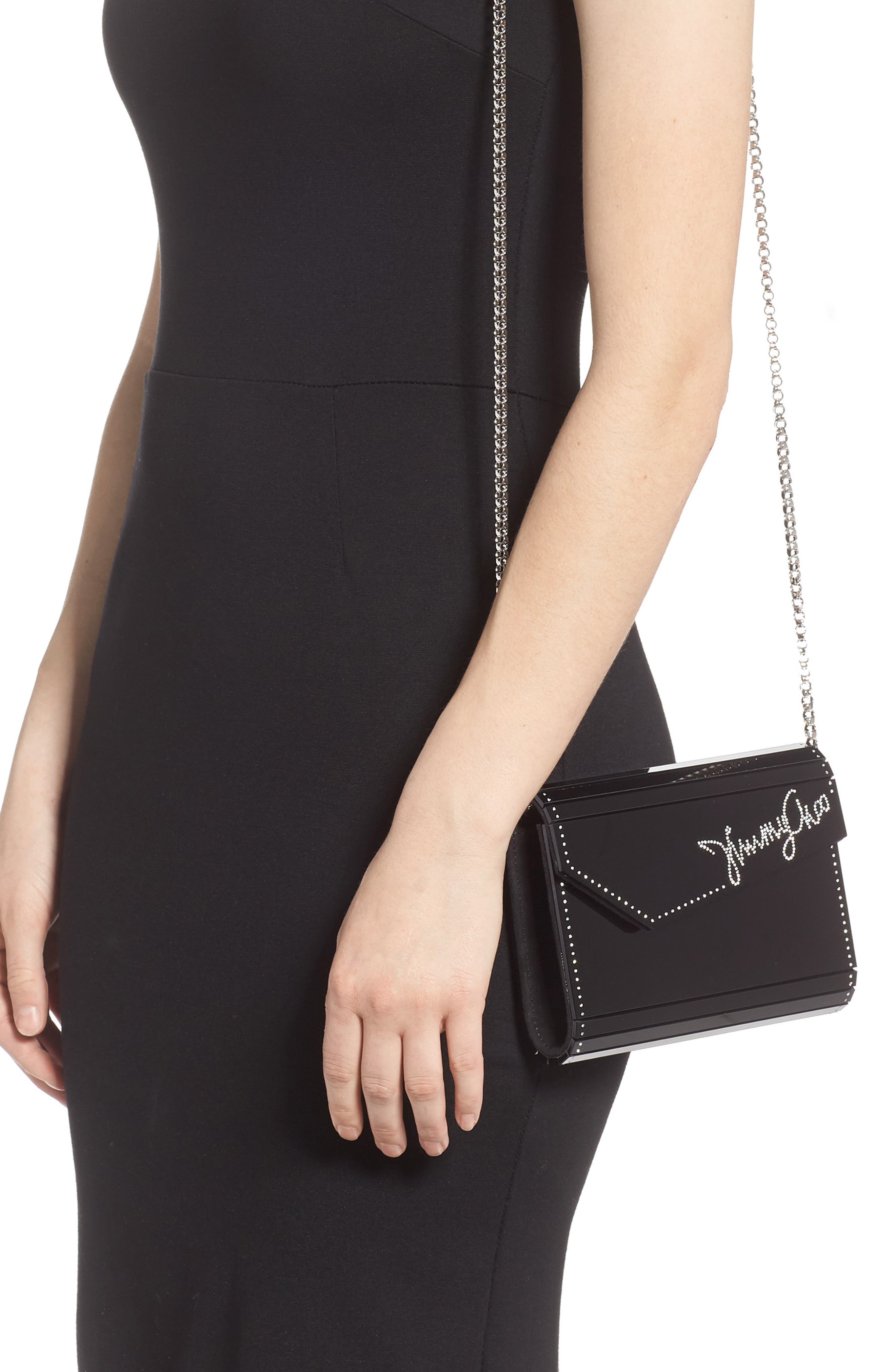 Jimmy Choo Candy Crystal Logo Clutch, Alternate, color, 