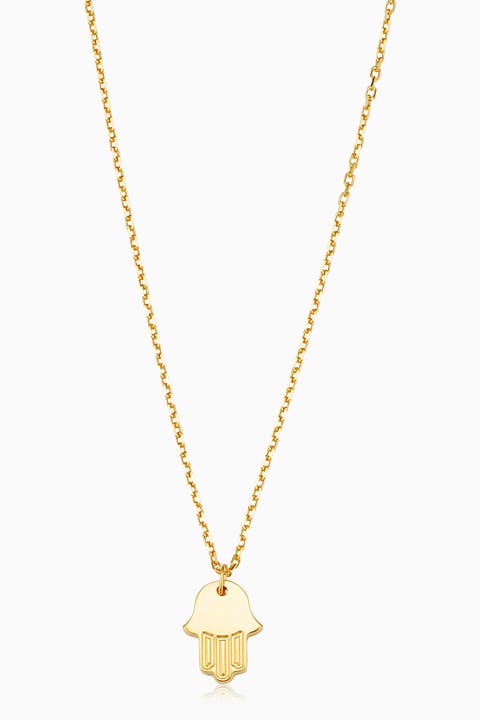 14K Yellow Gold Hamsa Pendant Necklace