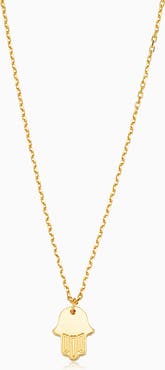 Oradina 14K Yellow Gold Hamsa Pendant Necklace