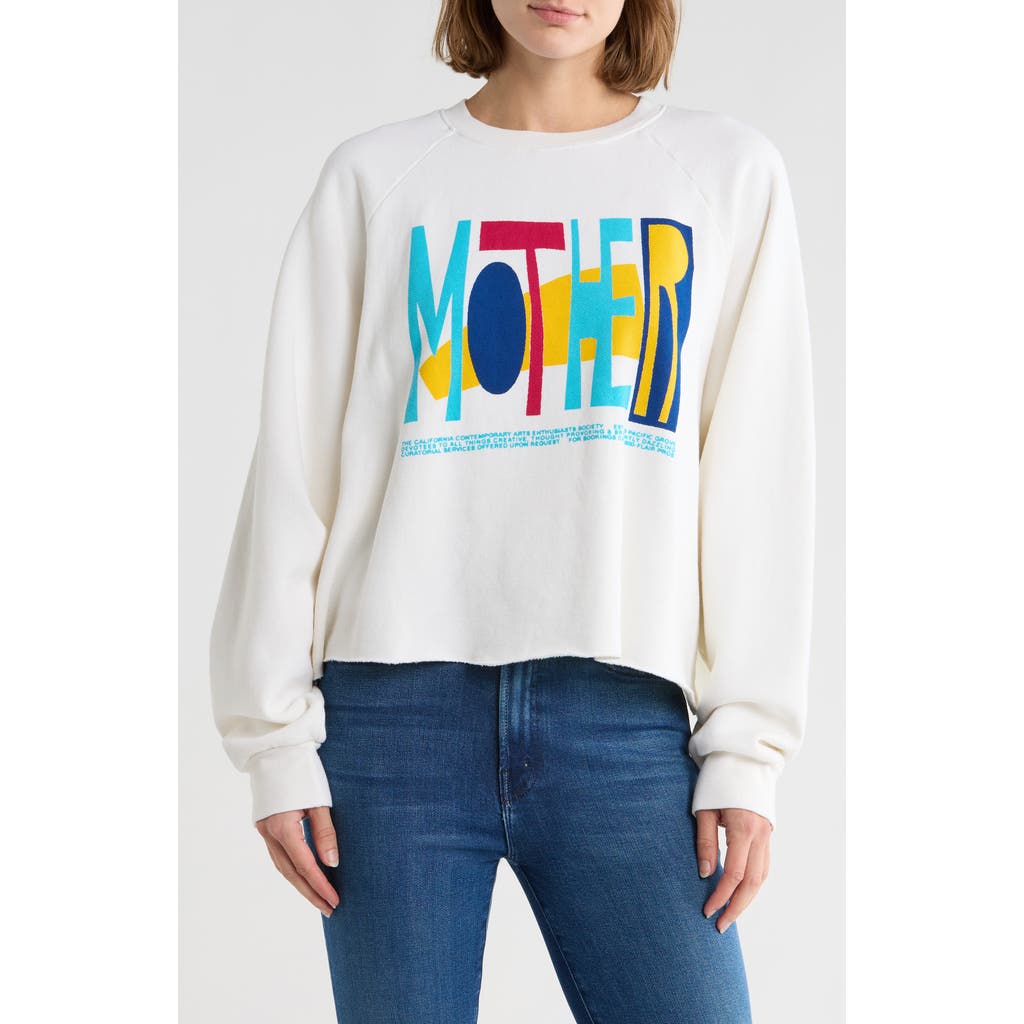 Mother The Boost Crop Pullover Sweatshirt In White
