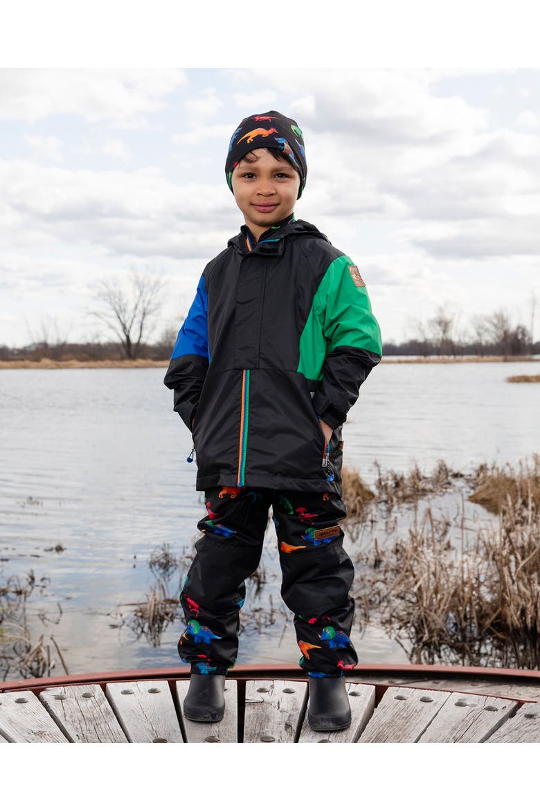 3-in-1 Two-Piece Dinosaur Print Mid-Season Outerwear Set, Alternate, color, Black Dinosaur Print