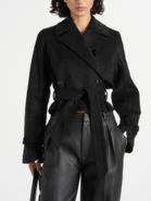 Manière De Voir Poppy Belted Cropped Suede Trench Jacket