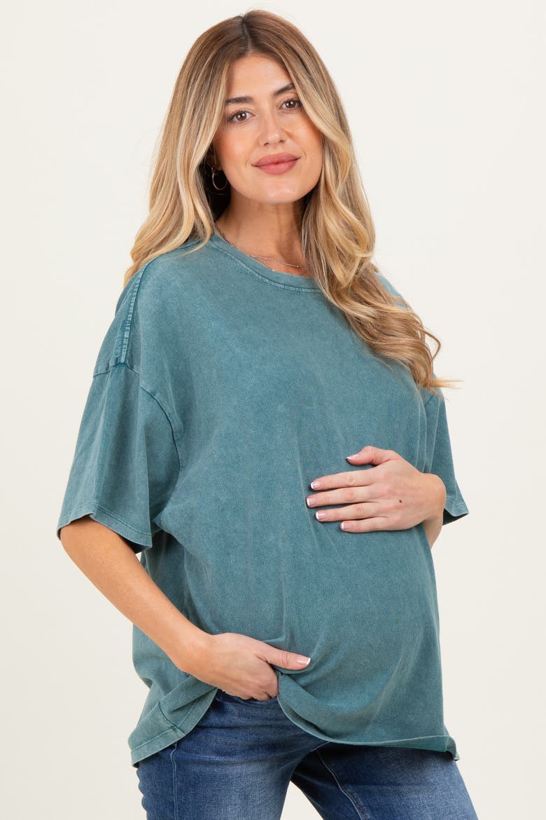 Oversized Mineral Wash T-Shirt, Alternate, color, Dark Teal