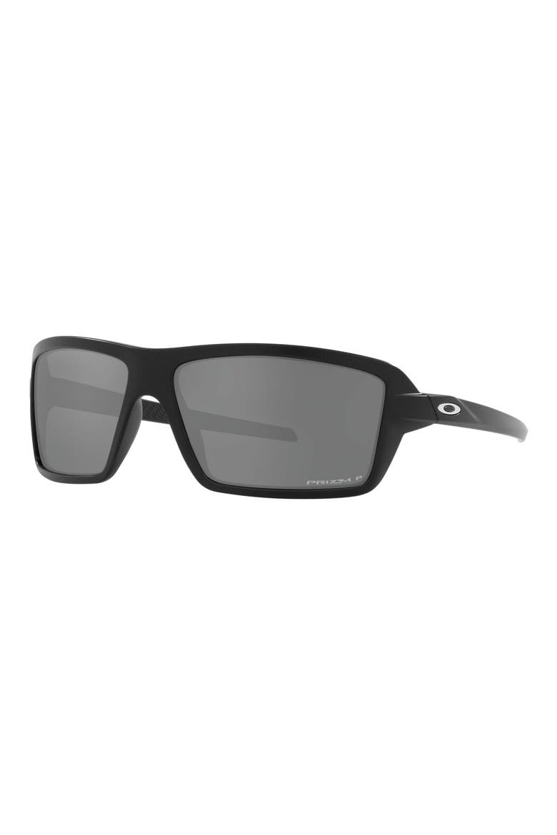 63mm Polarized Oversize Rectangular Sunglasses, Alternate, color, MATTE BLACK