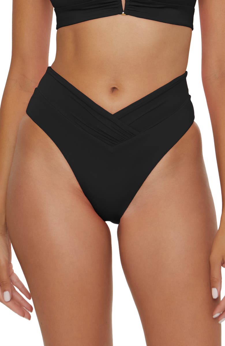 Becca Color Code High Waist Bikini Bottoms, Main, color, Black