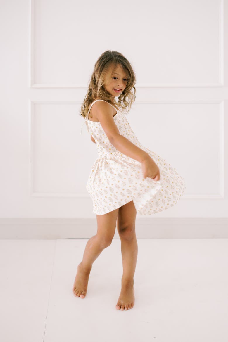 Hikari Golden Blossom Pintuck Dress, Main, color, Golden Blossom