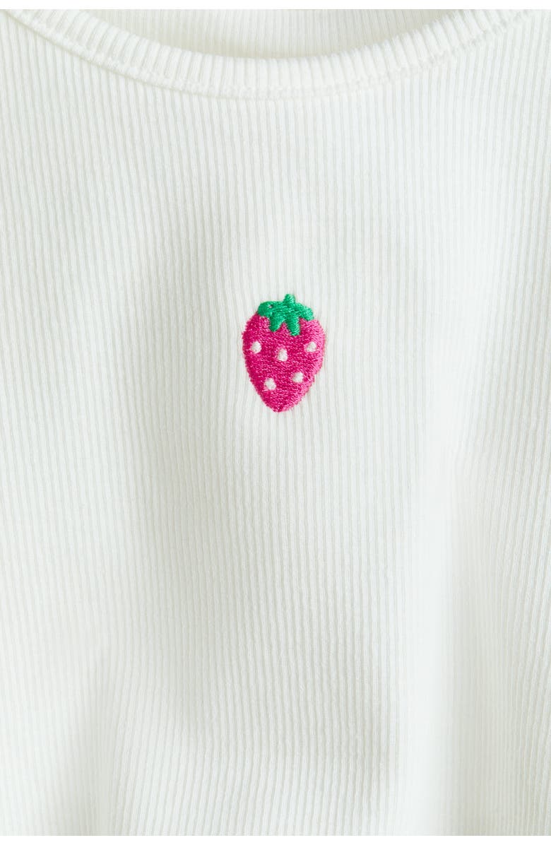 H&M Ribbed Top, Alternate, color, White/Strawberry