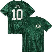 Outerstuff Girls Youth Jordan Love Green Green Bay Packers Sequin V-Neck Fashion Jersey