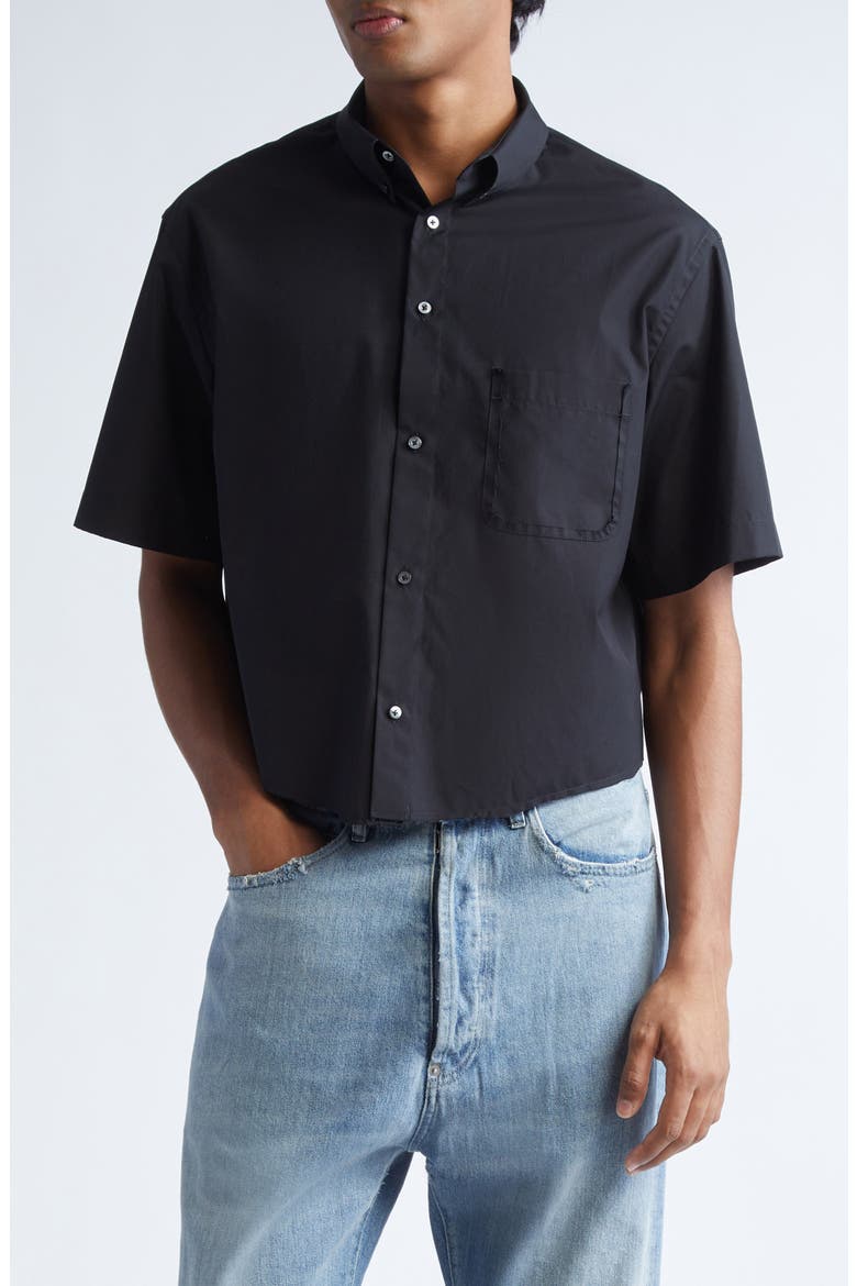 Short Sleeve Button-Down Shirt, Main, color, BLACK