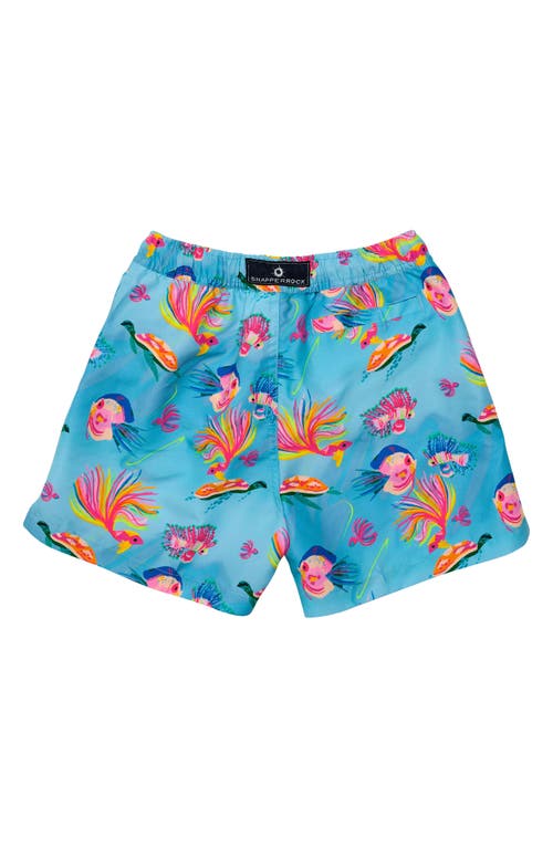 Snapper Rock Kids' Fish Print Swim Trunks In Blue