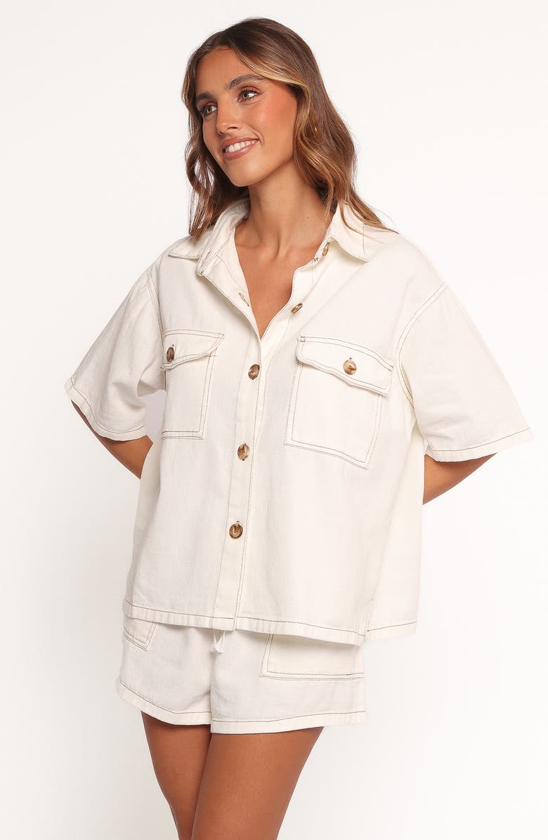 Petal & Pup Noor Denim Button-Up Shirt & Shorts Set, Alternate, color, White