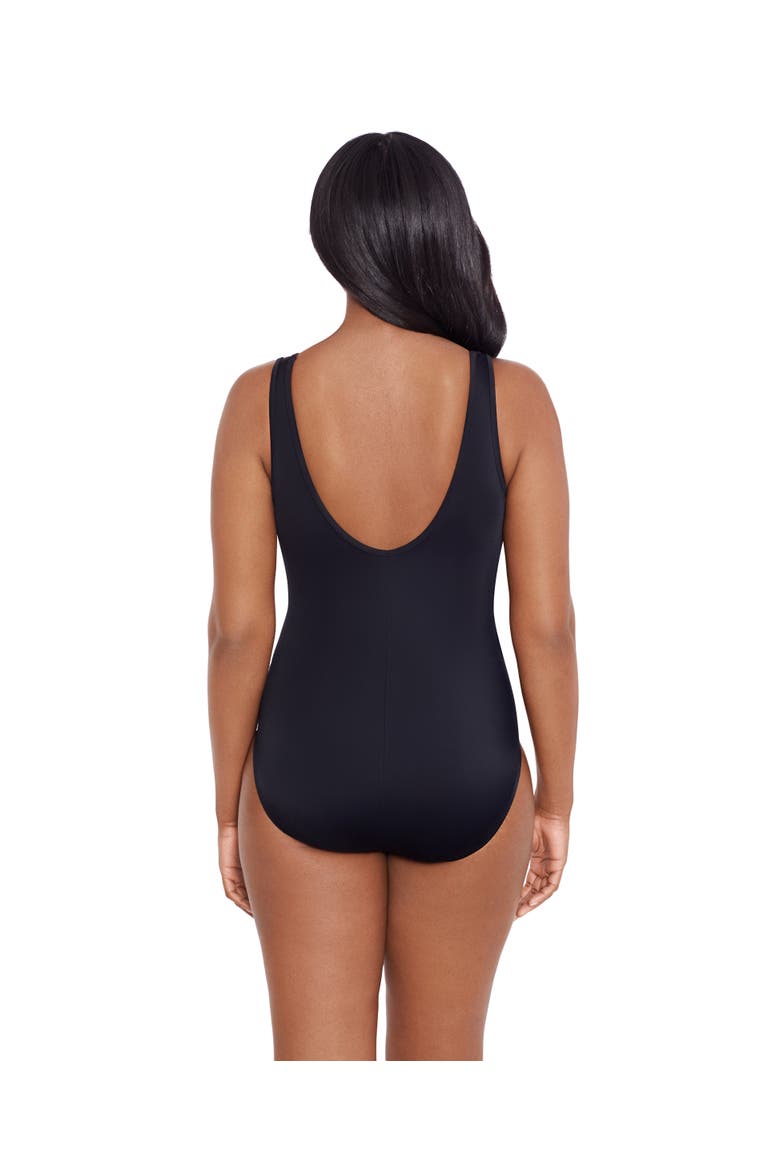 Mesh Highneck Long Torso One-Piece Swimsuit, Alternate, color, Night Gala