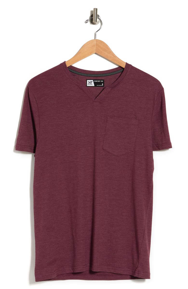 XRAY Notch Neck Pocket T-Shirt, Alternate, color, Burgundy
