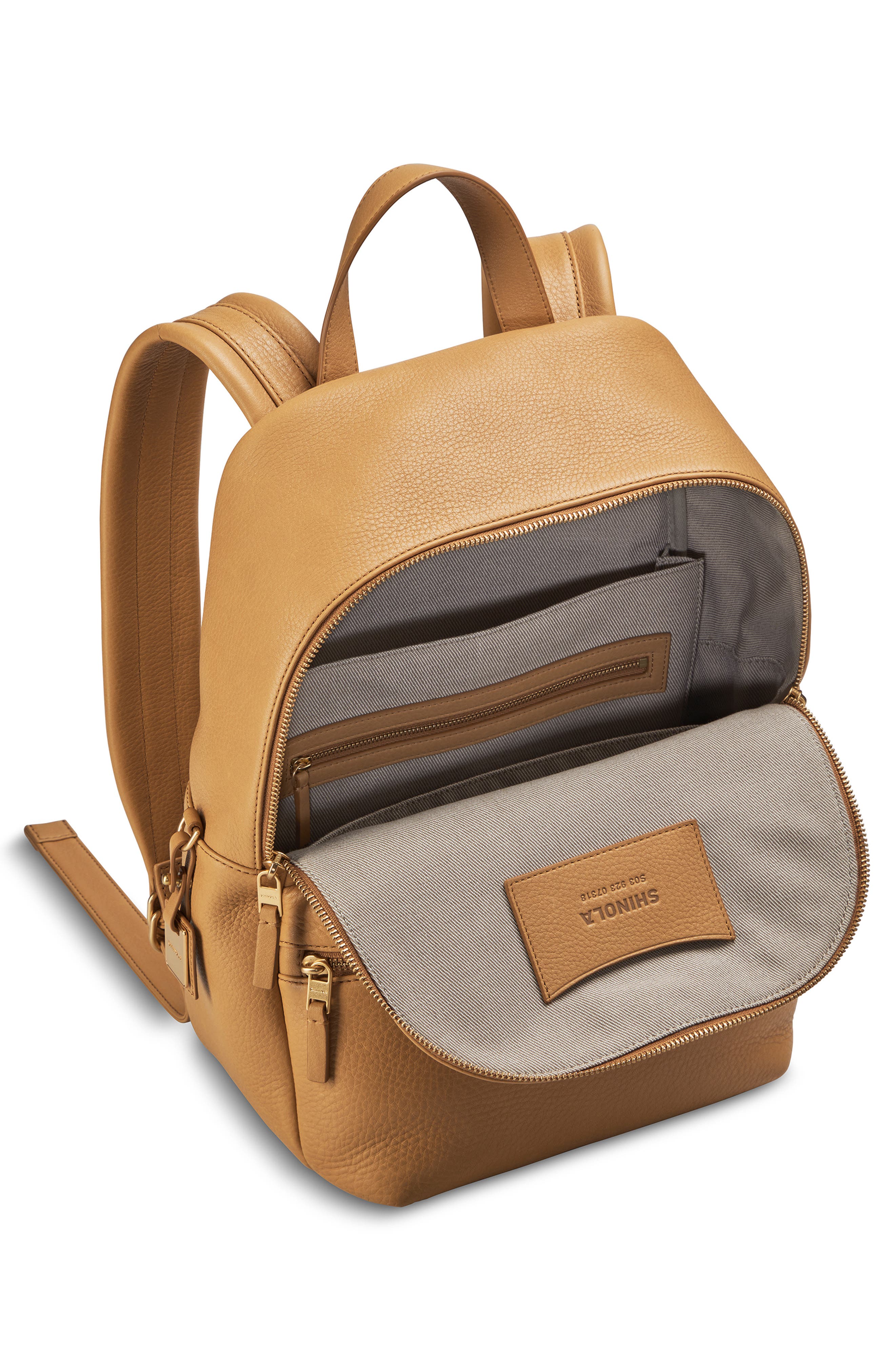 Shinola Small Runwell Leather Backpack, Alternate, color, Honey