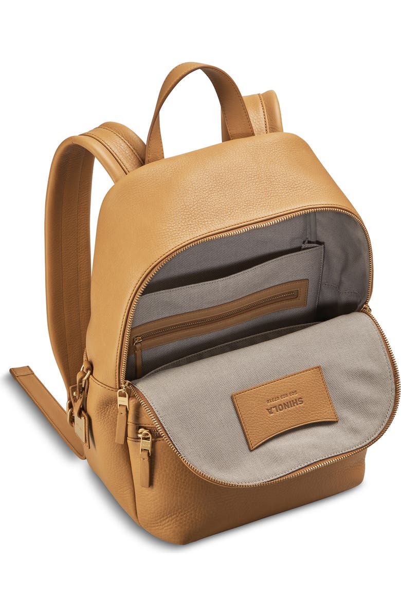 Shinola Small Runwell Leather Backpack, Alternate, color, Honey