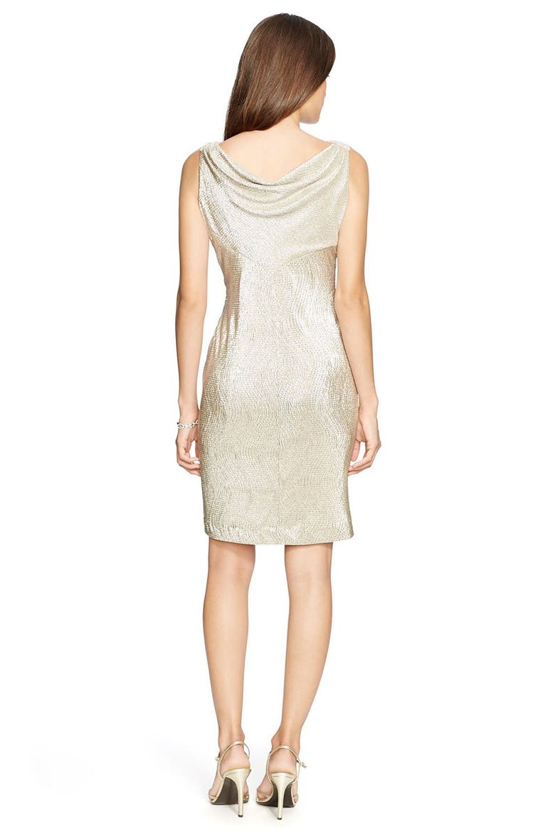 Beaded Metallic Knit Sheath Dress, Alternate, color, WHITE/ GOLD