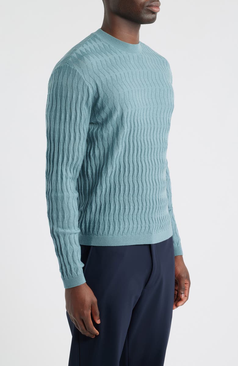 Emporio Armani Diamond Stitch Virgin Wool Crewneck Sweater, Alternate, color, Teal