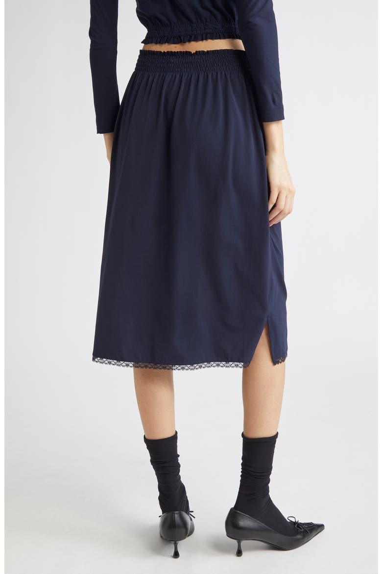Lace Trim Midi Skirt, Alternate, color, NAVY BLUE