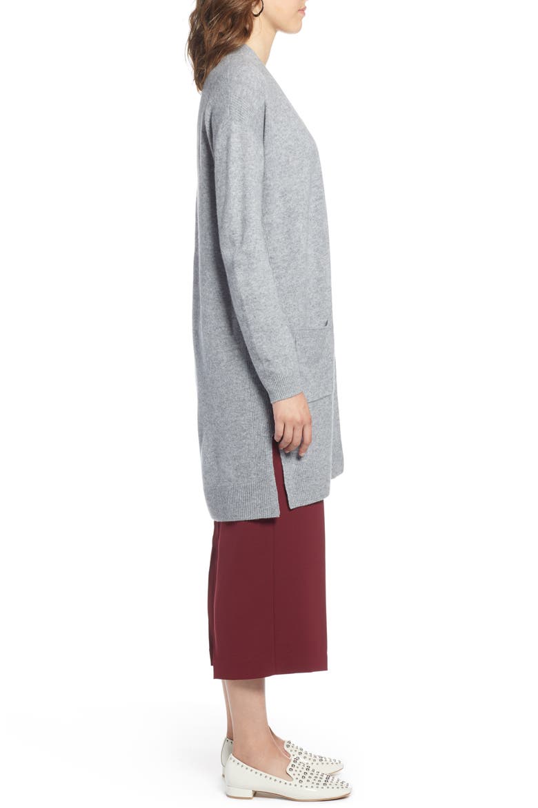 Rib Knit Wool & Cashmere Cardigan, Alternate, color, GREY HEATHER