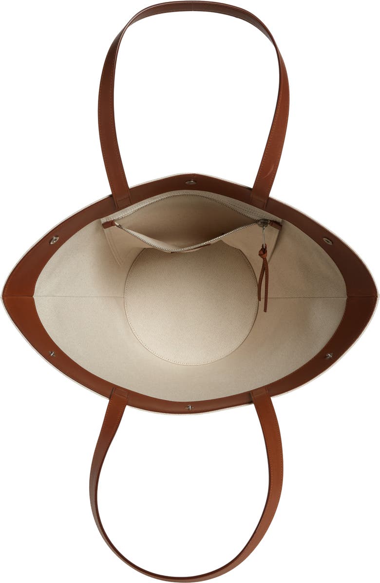 Saint Laurent Rive Gauche Canvas Tote, Alternate, color, Greggio/ Nero/ Brick