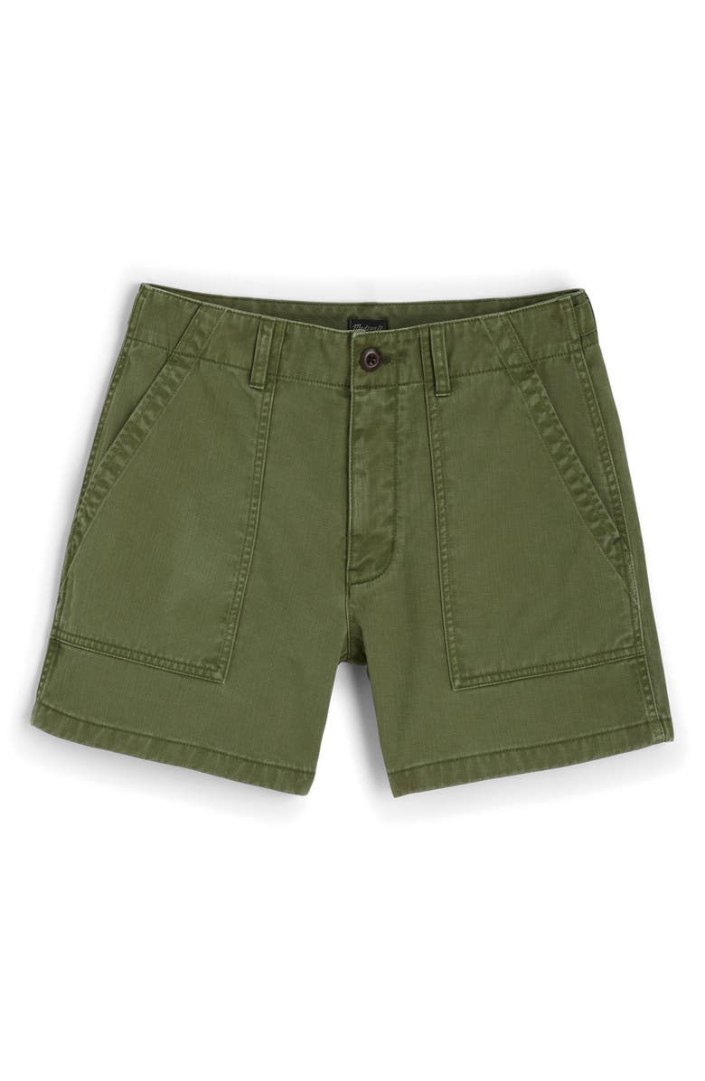 Madewell Fatigue Garment Dyed Cotton Twill Shorts, Alternate, color, Palm Tree