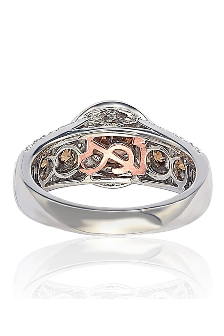 Sterling Silver Round-Cut Brown & White CZ Engagement Ring, Alternate, color, BROWN