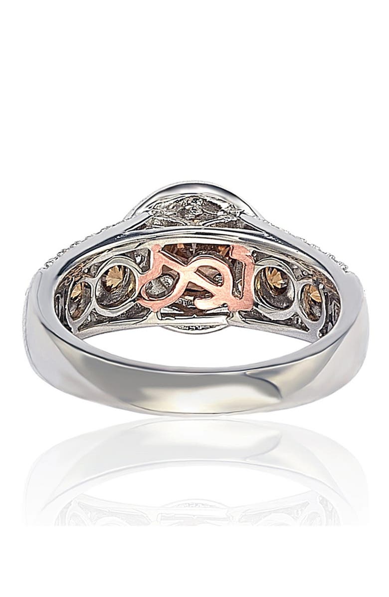 SUZY LEVIAN Sterling Silver Round-Cut Brown & White CZ Engagement Ring, Alternate, color, Brown