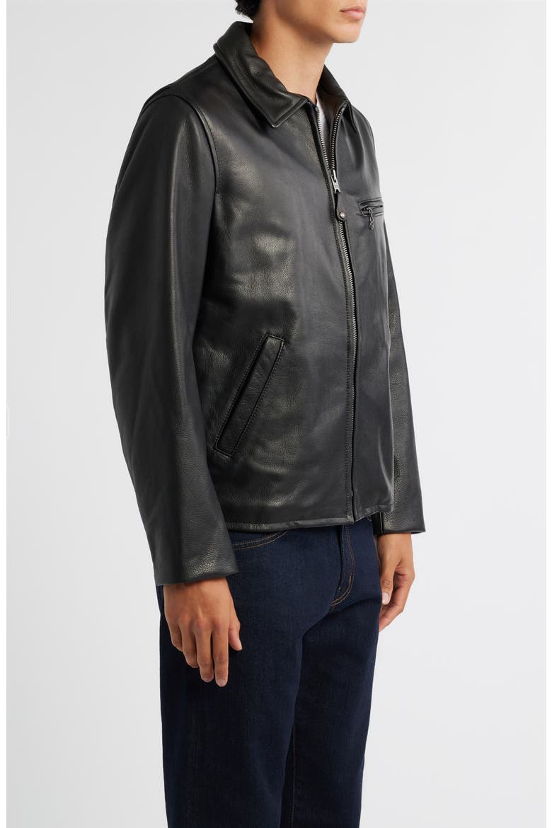 Pebbled Leather Jacket, Alternate, color, BLACK