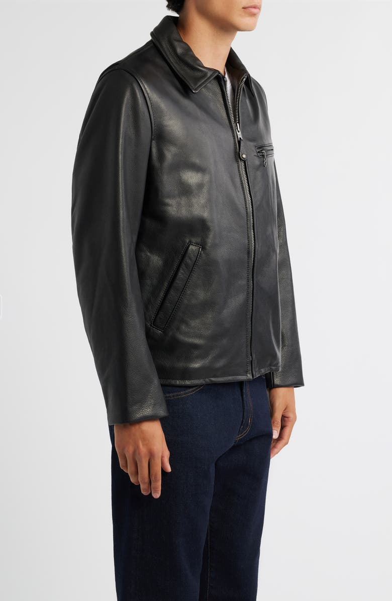 Schott NYC Pebbled Leather Jacket, Alternate, color, Black