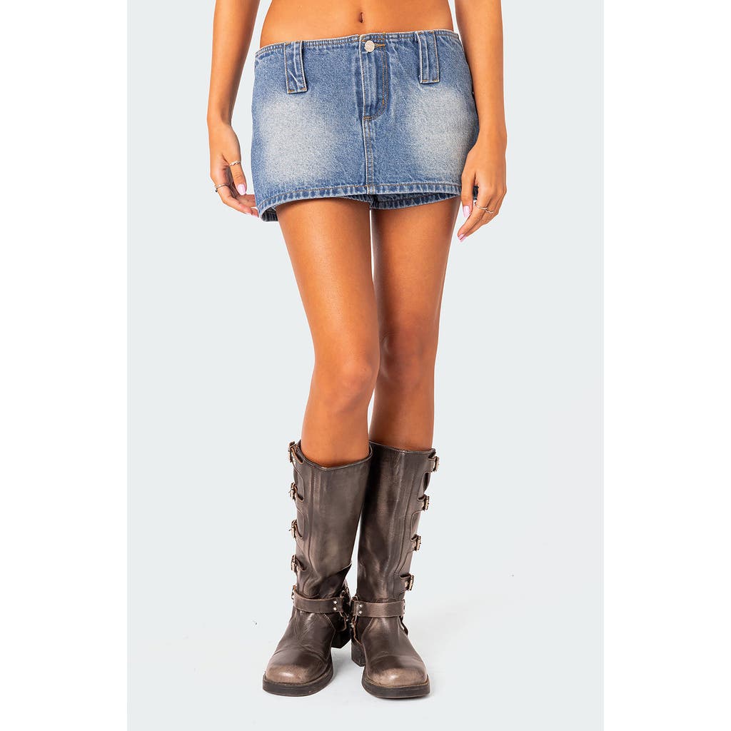 EDIKTED Wanona Denim Miniskort in Blue at Nordstrom, Size Medium