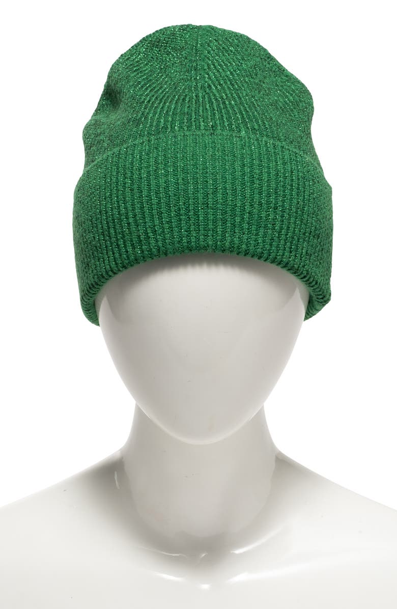Frances Metallic Merino Wool Rib Knit Beanie