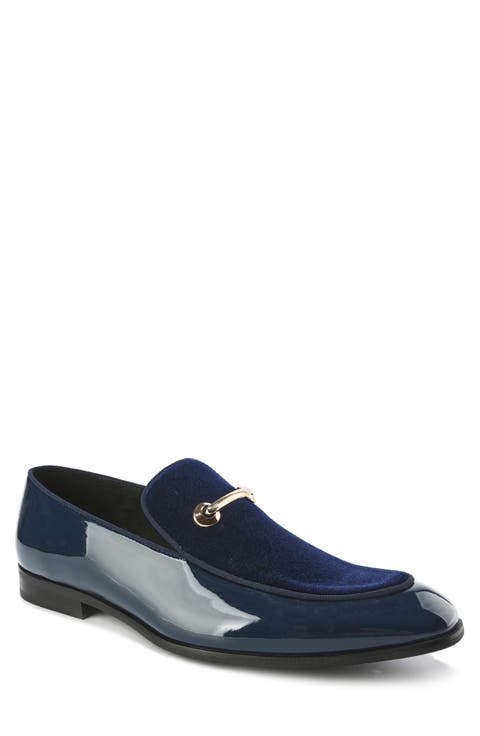 Velvet & Patent Leather Bit Loafer (Men)