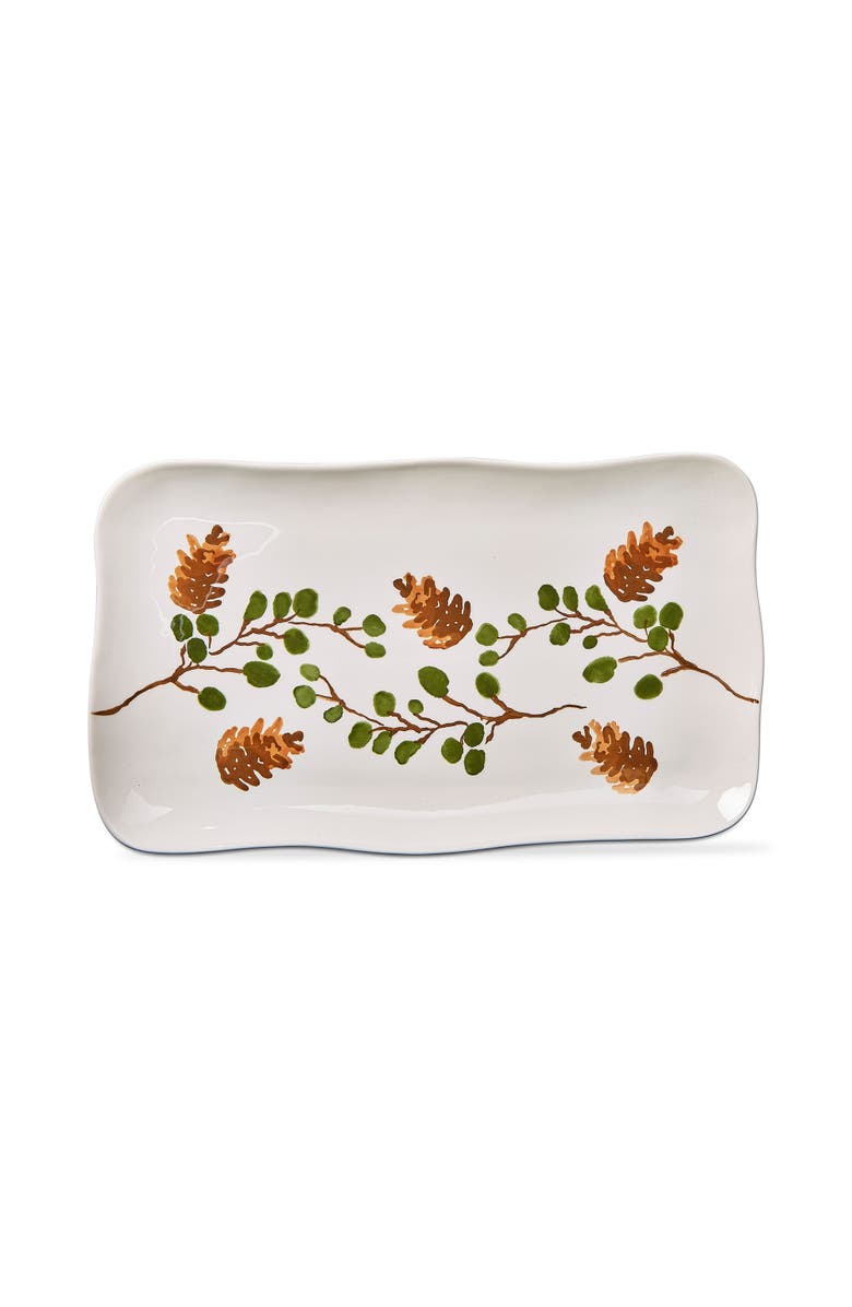 tag Pinecone Sprig Rectangular Serving Platter Multicolor Ceramic, Main, color, Multicolored